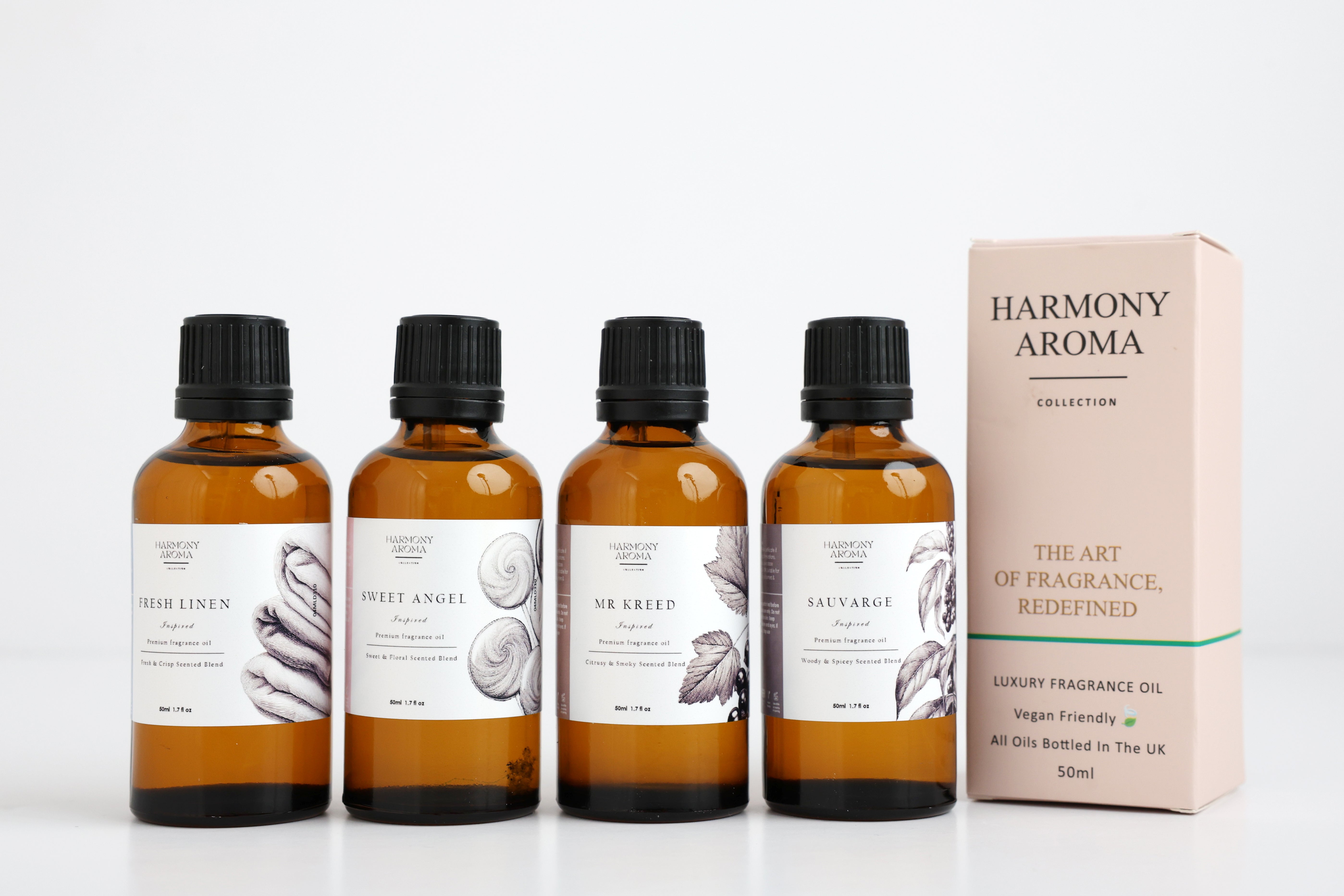 50ml Fragrance oil bundle (Fresh Linen, Sauvarge, Mr Kreed & Sweet Angel)